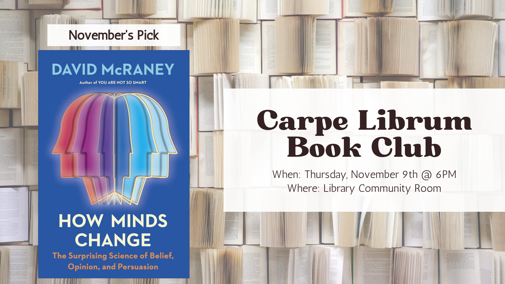 book club - november 9 at 6pm