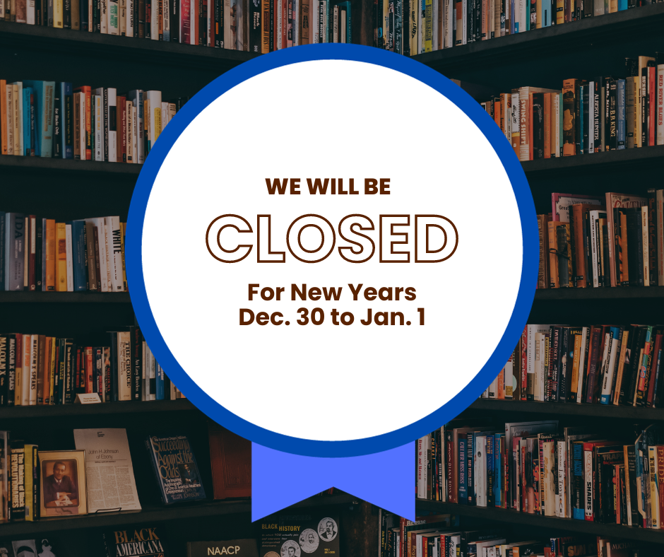 Library closed for New Year's Dec 30-Jan 1