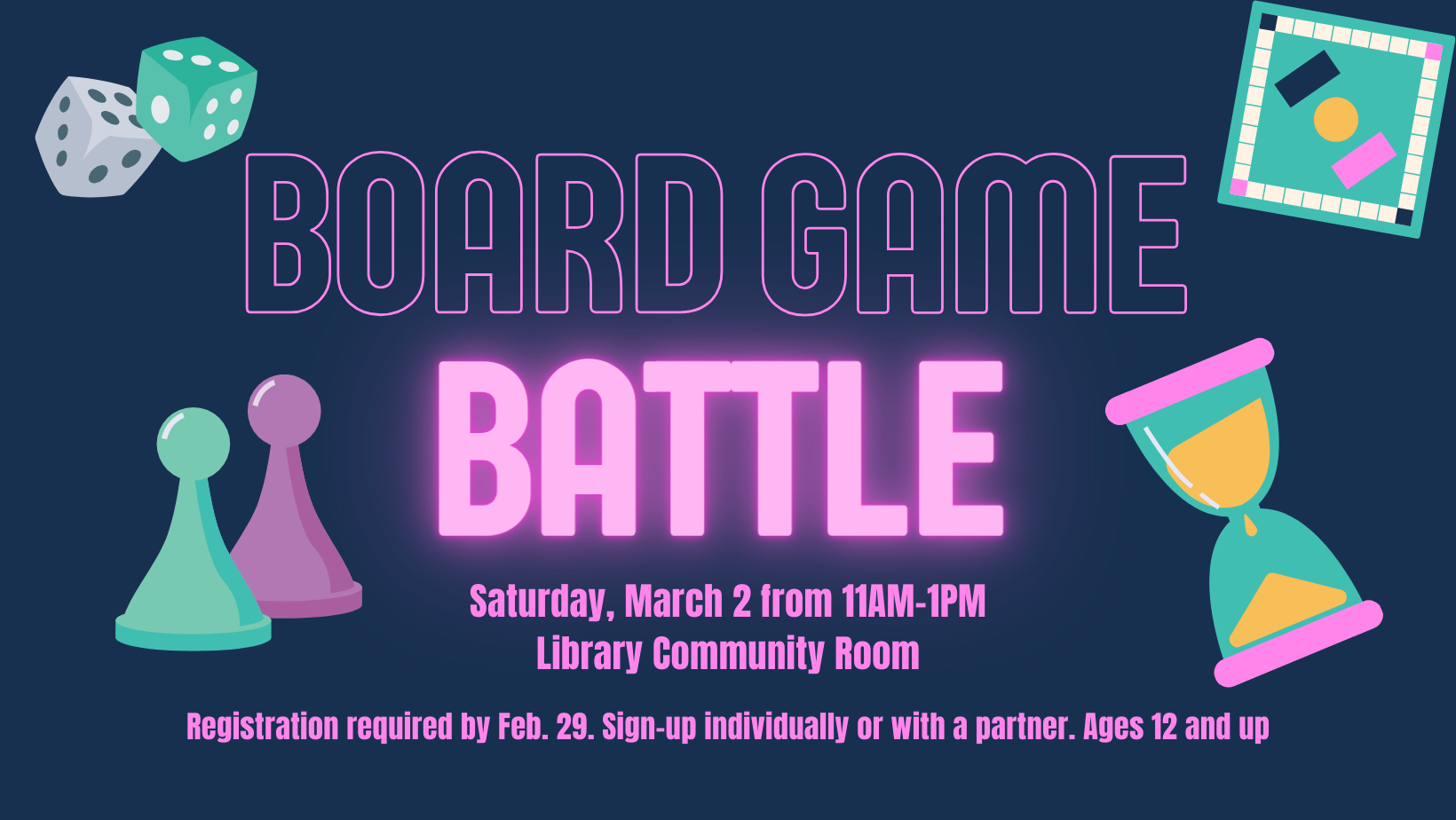 Board Game Battle on March 2 at 11am