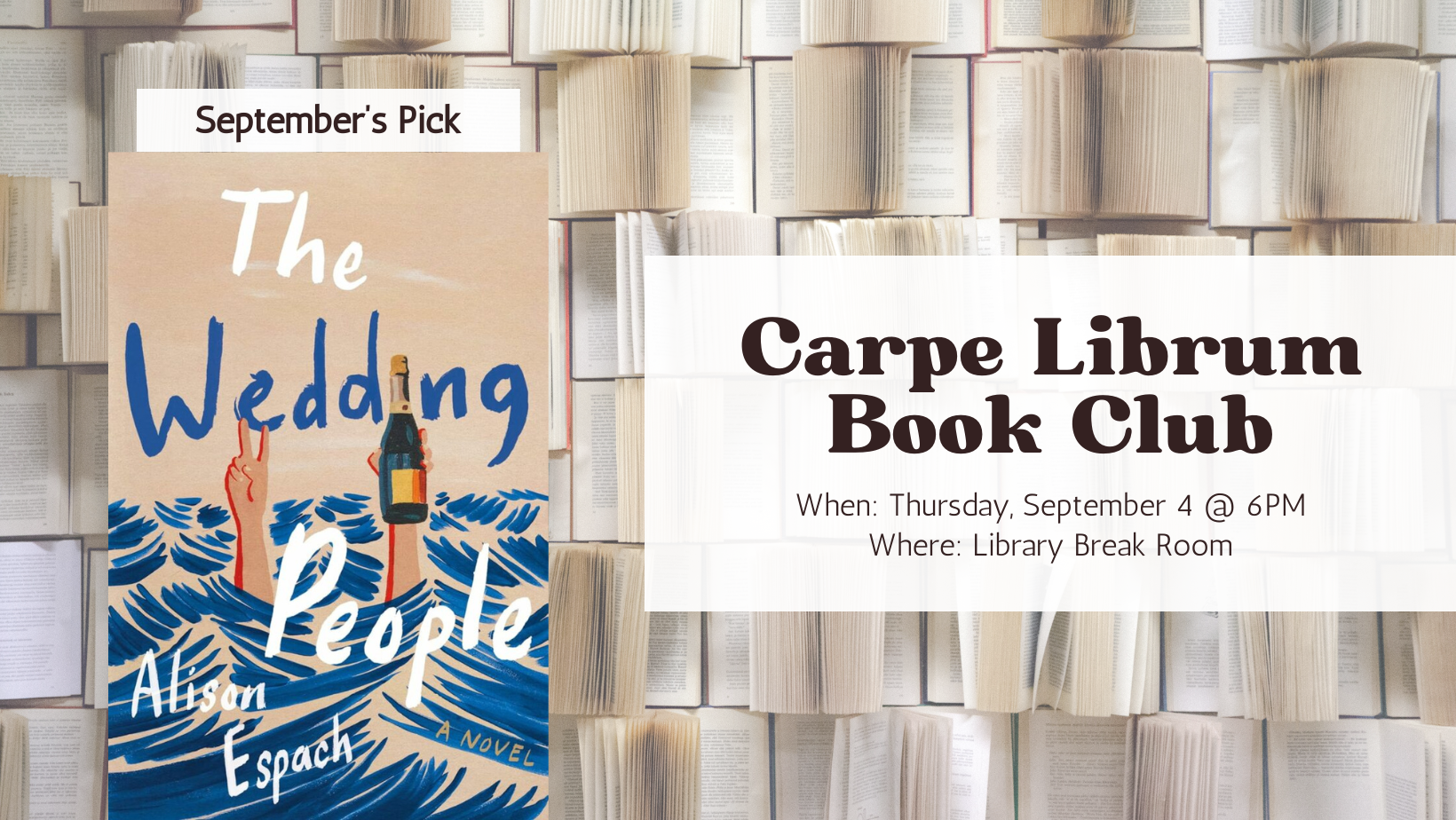 Carpe Librum Book Club banner for The Wedding People