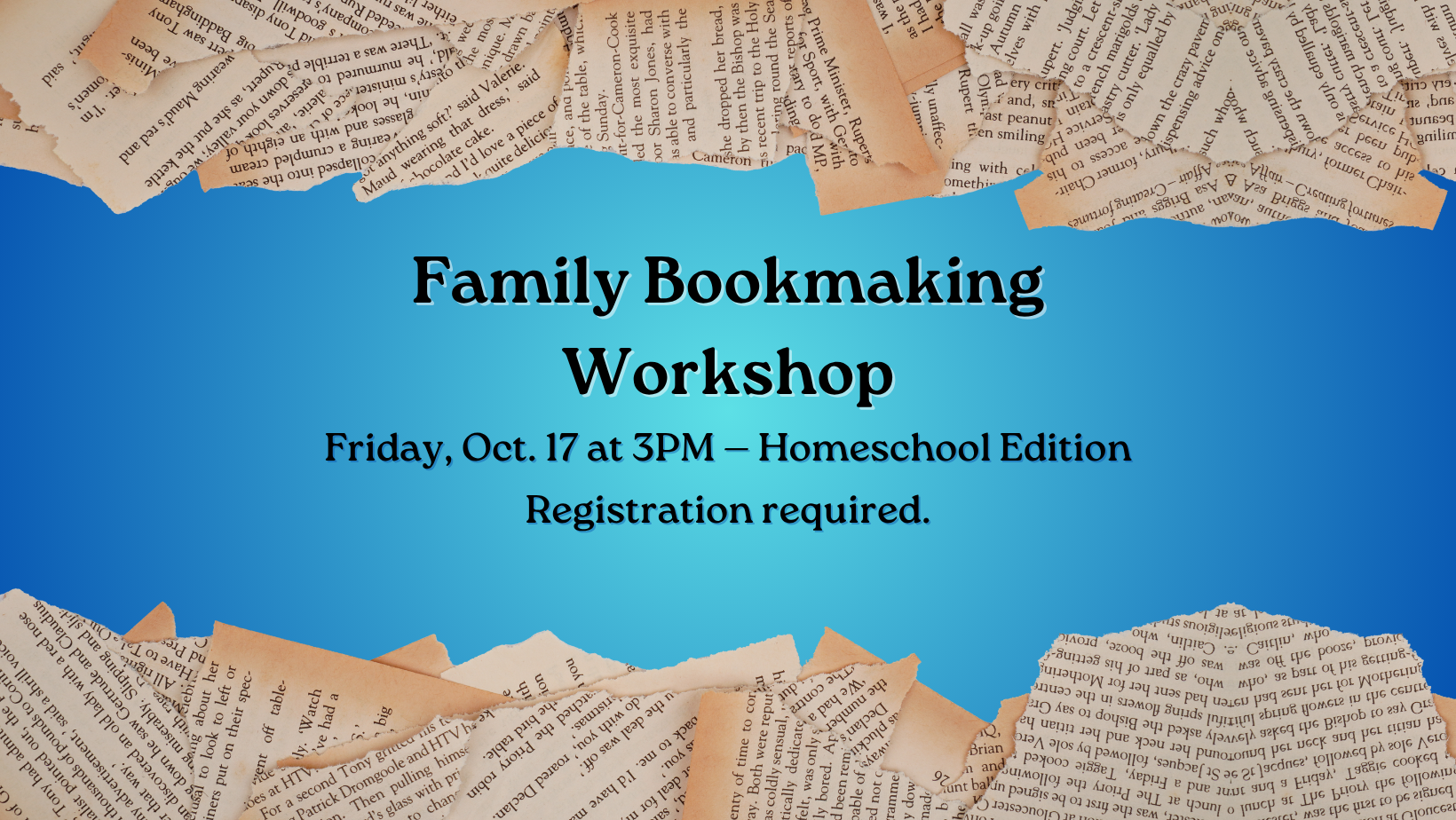 Family Book Workshop: Homeschool Edition on blue background