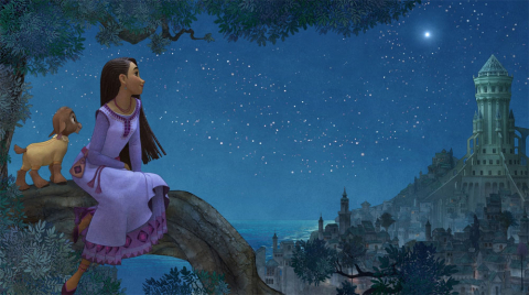Asha and goat watch the star in the night sky