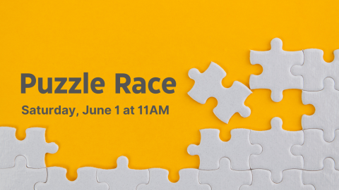 puzzle race banner on yellow background