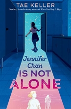 Book cover for Jennifer Chan is not alone, girl going through doorway.