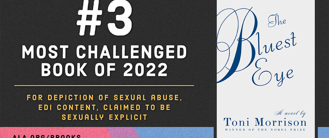 Banner from the ALA describing The Bluest Eye as the third most challenged book of 2022