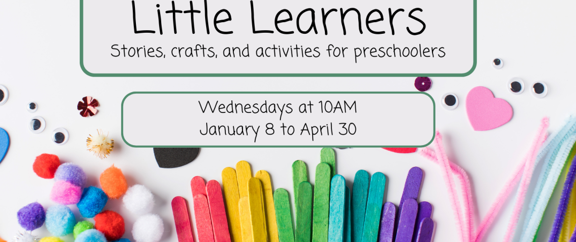 Little Learners graphic featuring craft supplies