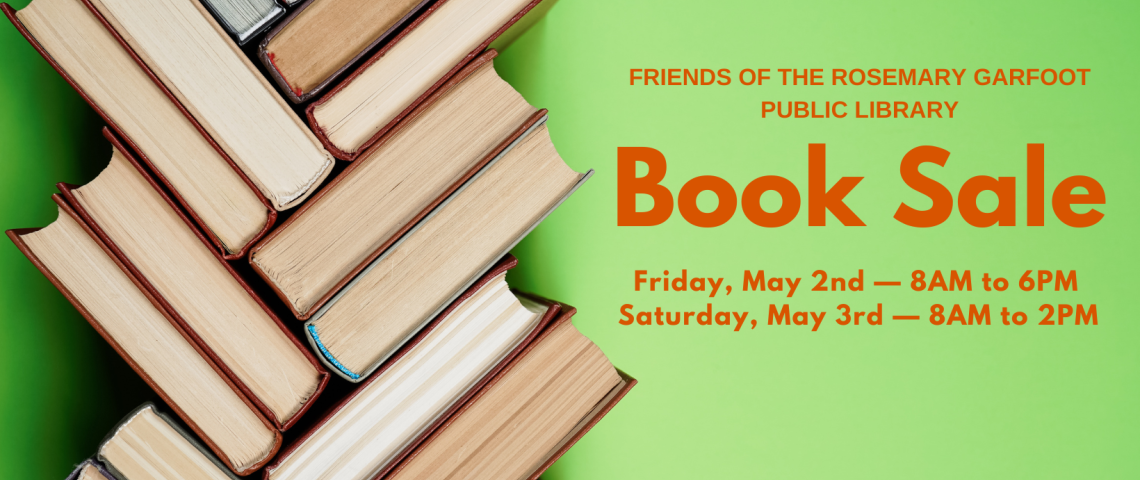 Friends 2025 book sale on a green background