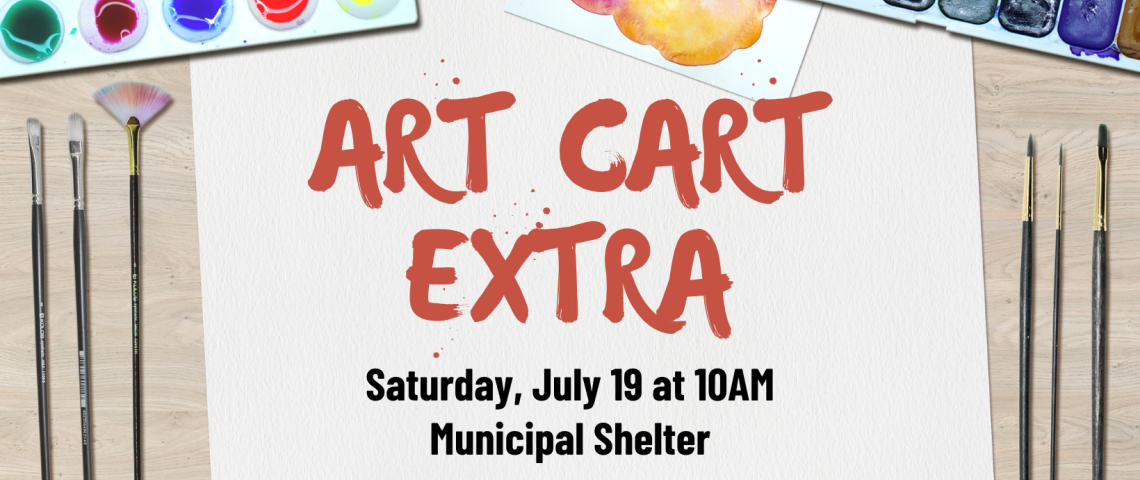 Art Cart Extra on background of paper with paints and brushes
